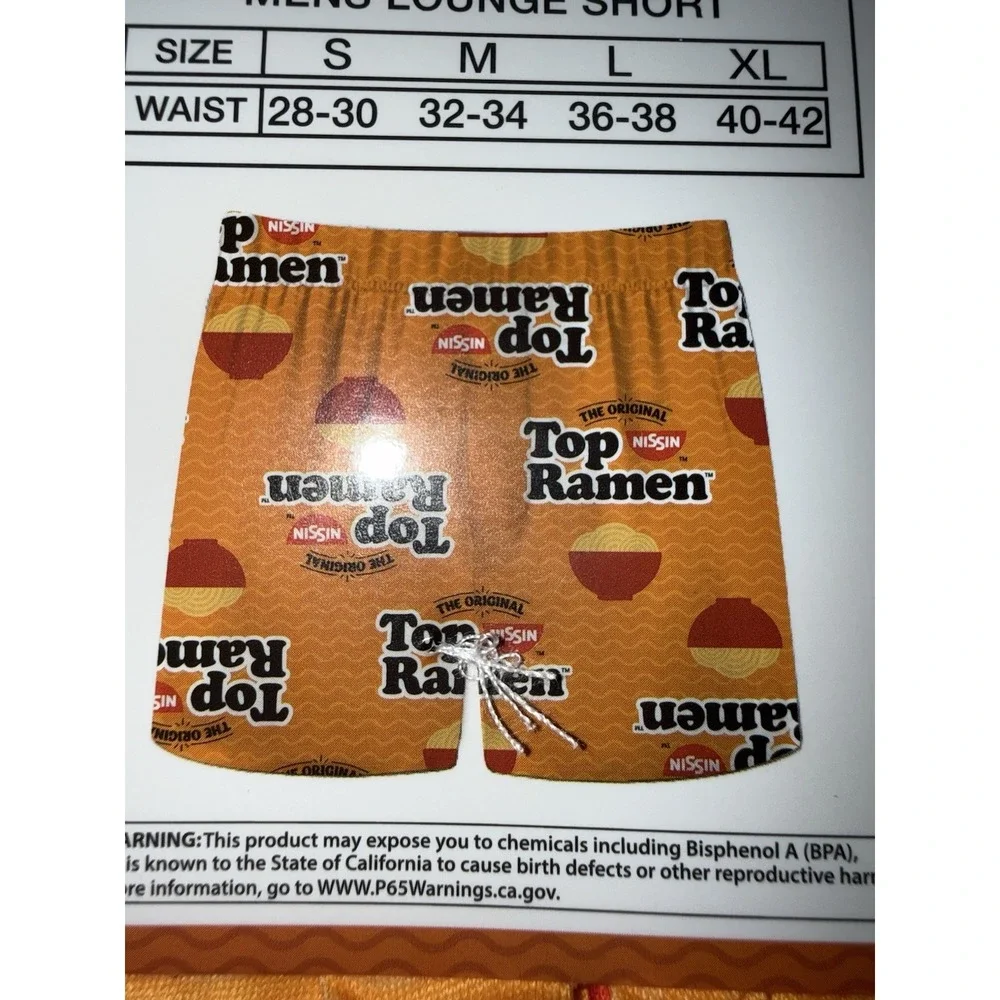 Nissin Top Ramen Men Medium Lounge Shorts Orange Novelty Funny Relax Gift NEW